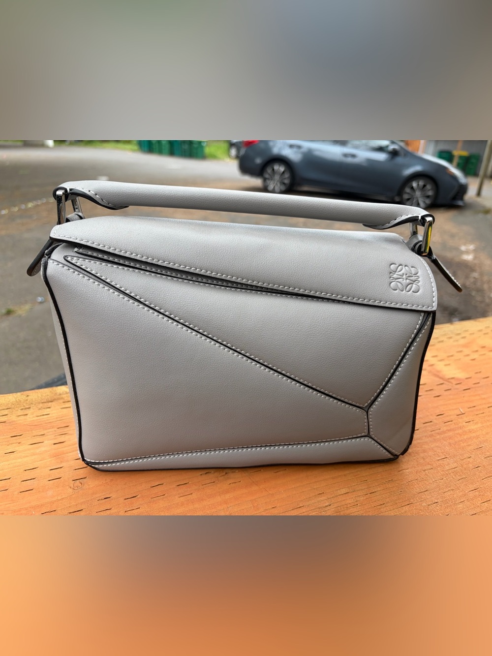 Loewe Puzzle Small Shoulder Bag in Light Gray